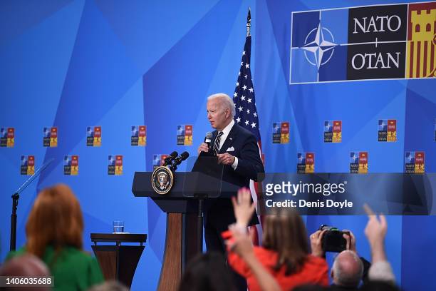 President Joe Biden concludes his press conference at the NATO Summit on June 30, 2022 in Madrid, Spain. During the summit in Madrid, on June 30 NATO...