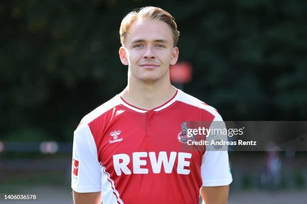 Mathias Olesen of 1. FC Köln poses during the team presentation on June 30, 2022 in Cologne, Germany.