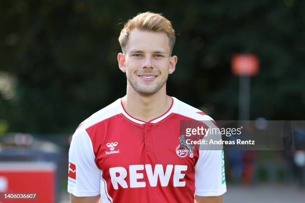 Georg Strauch of 1. FC Köln poses during the team presentation on June 30, 2022 in Cologne, Germany.