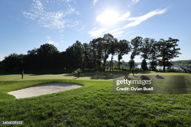 Scenic view of the 15th green during the first round of the John Deere Classic at TPC Deere Run on June 30, 2022 in Silvis, Illinois.