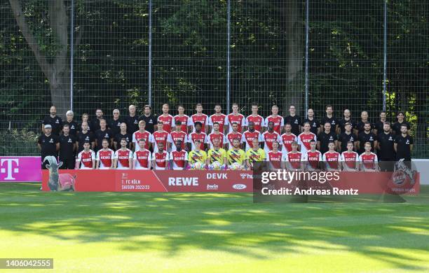 Players and Team members of 1. FC Köln, front row Dimitris Limnios, Benno Schmitz, Jan Thielmann, Florian Kainz, Linton Maina, Kingsley Schindler,...