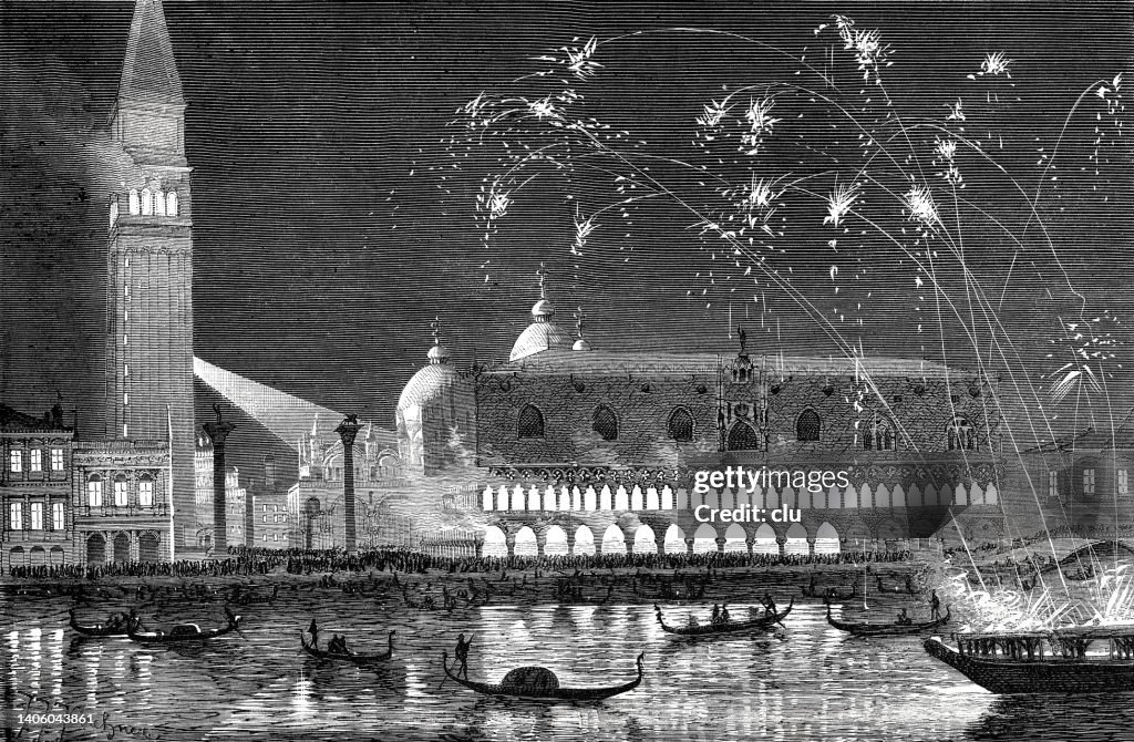 Illumination of Venice in honor of the visit of Emperor Franz Joseph I of Austria