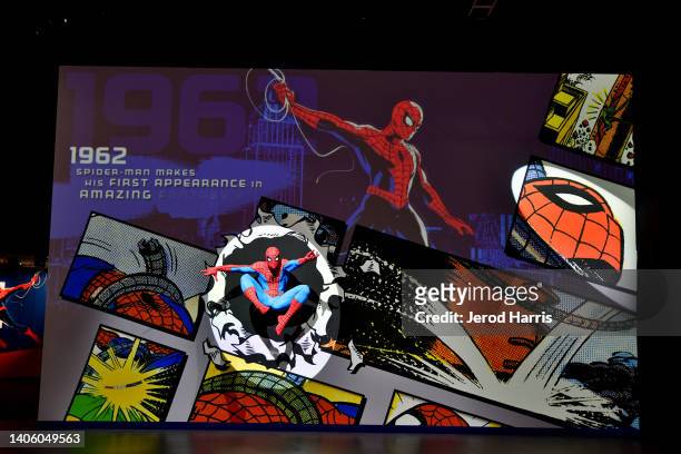 General view of the atmosphere during Media Preview day at the Exclusive Installation Commemorating Spider-Man's 60th Anniversary at San Diego's...