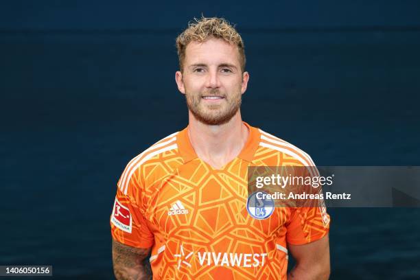 Goalkeeper Ralf Fährmann of FC Schalke 04 poses during the team presentation on June 30, 2022 in Gelsenkirchen, Germany.