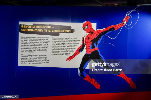 General view of the atmosphere during Media Preview day at the Exclusive Installation Commemorating Spider-Man's 60th Anniversary at San Diego's...