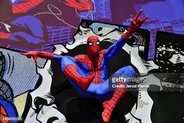 General view of the atmosphere during Media Preview day at the Exclusive Installation Commemorating Spider-Man's 60th Anniversary at San Diego's...