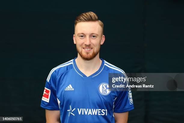 Tobias Mohr of FC Schalke 04 poses during the team presentation on June 30, 2022 in Gelsenkirchen, Germany.