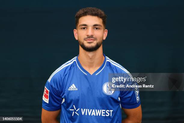 Kerim Calhanoglu of FC Schalke 04 poses during the team presentation on June 30, 2022 in Gelsenkirchen, Germany.