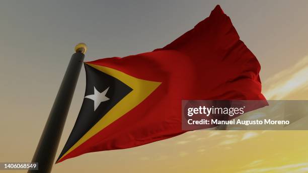 flag of east timor - dili stock pictures, royalty-free photos & images