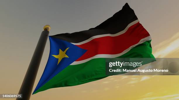 flag of south sudan - sudan del sur fotografías e imágenes de stock