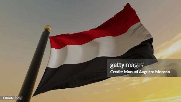 flag of yemen - yemen imagens e fotografias de stock