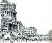 Abraham Lincoln Inauguration on Capitol Hill in 1861 19th Century