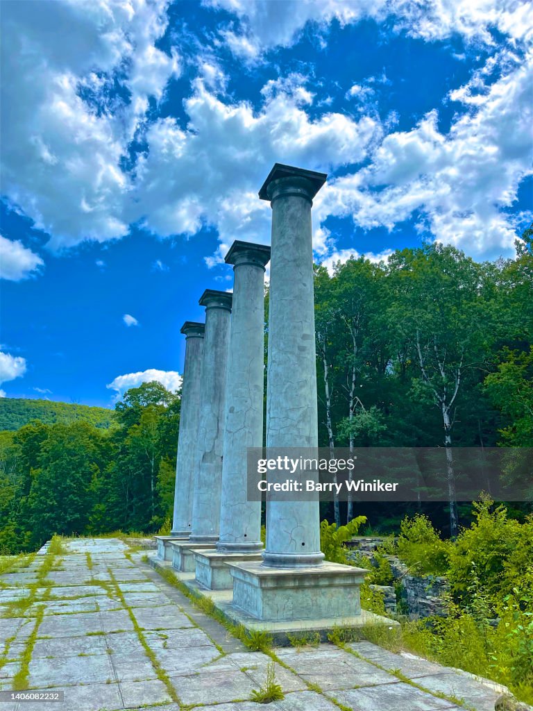 Ruins with tall columns in The Berkshires