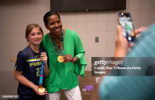 After former U.S. National Team keeper Briana Scurry spoke to a group of young girl soccer players about her life Wednesday night, June 29, 2022 at...