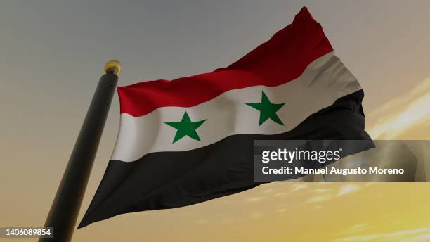 flag of syria - syrisch stock-fotos und bilder
