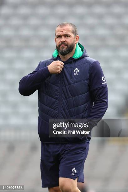 Ireland Head Coach Andy Farrell during a Ireland Rugby Squad Captain's Run at Eden Park on July 01, 2022 in Auckland, New Zealand.