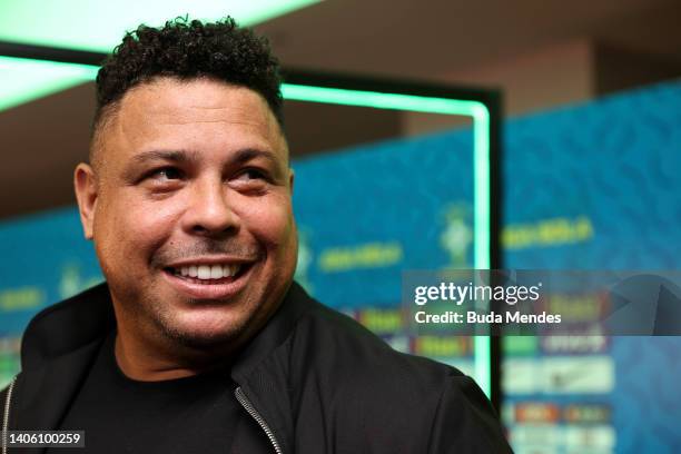 Brazilian former football player Ronaldo Nazario attends a ceremony organized by Brazilian Football Confederation to honor 2002 FIFA World Champions...