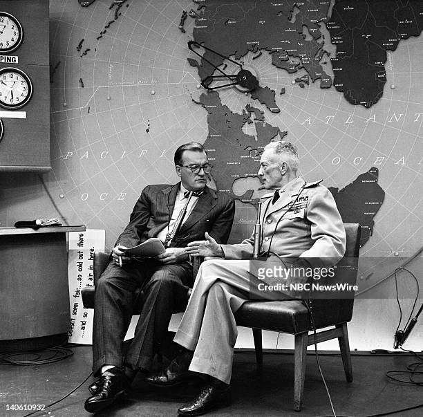 News' Dave Garroway, Admiral Richard E. Byrd discusses his polar exploration of the Antarctic on June 24, 1955 -- Photo by: NBC/NBC NewsWire