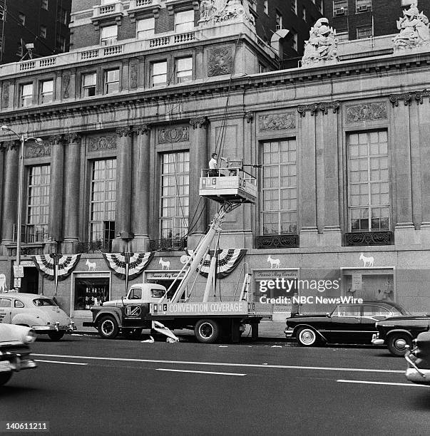 Pictured: NBC News camera crew at the 1956 Democratic National Convention held at the International Amphitheatre in Chicago, Il from August 13-17,...