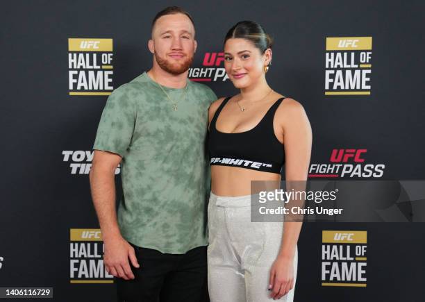 Justin Gaethje poses on the red carpet during the UFC Hall of Fame induction ceremony at T-Mobile Arena on June 30, 2022 in Las Vegas, Nevada.