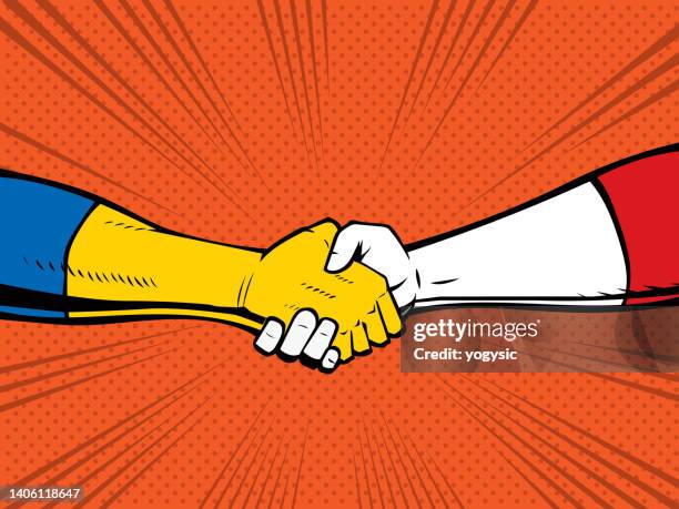 stockillustraties, clipart, cartoons en iconen met vector pop art superhero hand shake close up stock illustration - super heroes