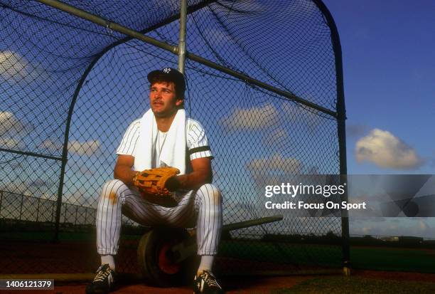 Don Mattingly of the New York Yankees poses for this portrait during Major League Baseball spring training circa 1987 in Fort Lauderdale. Mattingly...