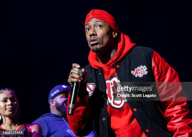 Nick Cannon performs onstage during Nick Cannon Presents: MTV Wild 'N Out Live at Pine Knob Music Theatre on June 30, 2022 in Clarkston, Michigan.