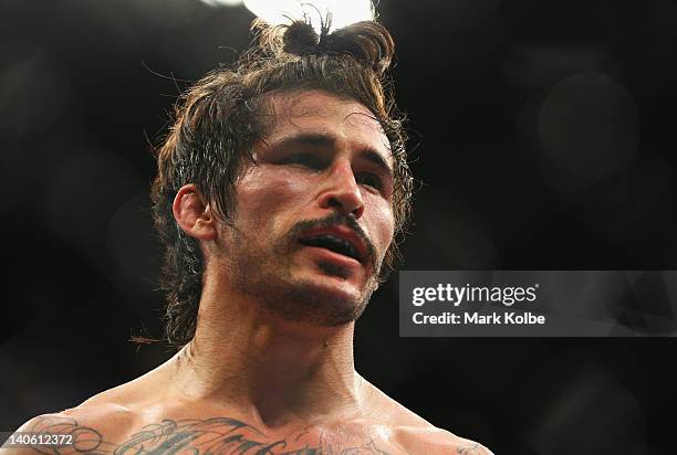 Ian McCall of the USA looks on during the UFC On FX flyweight bout between Demetrious Johnson and Ian McCall at Allphones Arena on March 3, 2012 in...