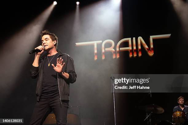 Singer Pat Monahan of Train performs at PNC Music Pavilion on June 30, 2022 in Charlotte, North Carolina.