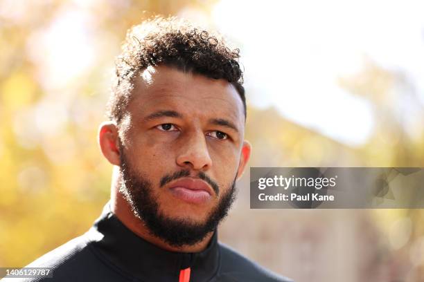 England captain Courtney Lawes looks on as he speaks to the press during a media opportunity ahead of the Wallabies v England Test series, at Forrest...