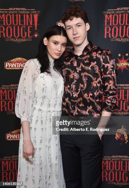 Annie Marie and Devin Druid attend the "Moulin Rouge" Los Angeles Opening Night Performance at Hollywood Pantages Theatre on June 30, 2022 in...