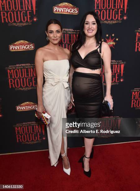 Neka Zang and Zoe Unkovich attend the "Moulin Rouge" Los Angeles Opening Night Performance at Hollywood Pantages Theatre on June 30, 2022 in...