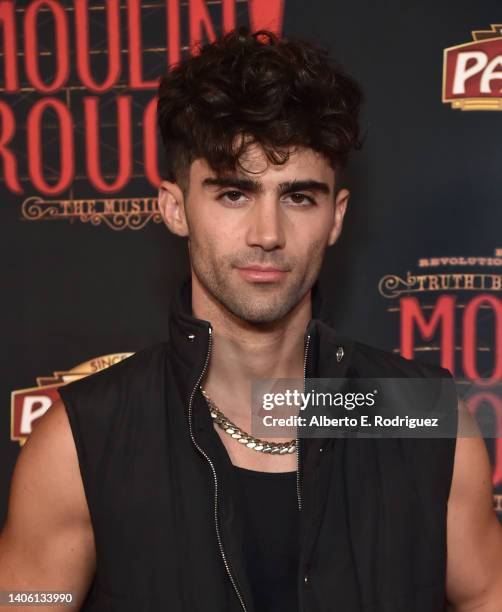 Max Ehrich attends the "Moulin Rouge" Los Angeles Opening Night Performance at Hollywood Pantages Theatre on June 30, 2022 in Hollywood, California.