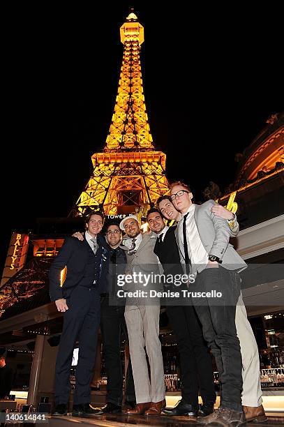 James Phelps and Oliver Phelps celebrate their birthday with friends at Chateau Nightclub & gardens at Paris Las Vegas on March 2, 2012 in Las Vegas,...
