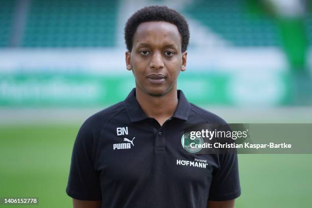 Benjamin Ngarambe, physiotherapis of SpVgg Greuther Fürth poses during the team presentation at Sportpark Ronhof Thomas Sommer on June 30, 2022 in...