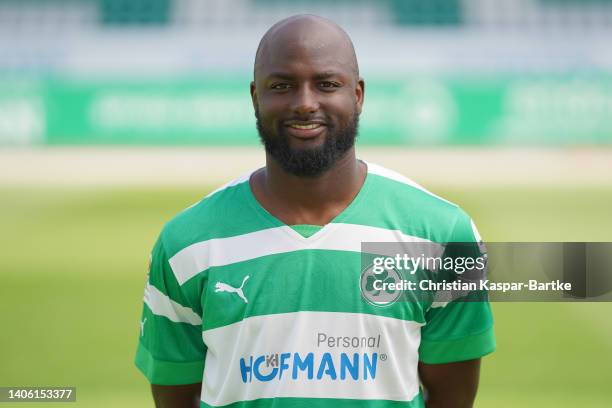 Jetro Willems of SpVgg Greuther Fürth poses during the team presentation at Sportpark Ronhof Thomas Sommer on June 30, 2022 in Fuerth, Germany.