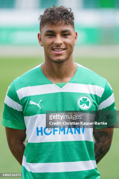 Armindo Sieb of SpVgg Greuther Fürth poses during the team presentation at Sportpark Ronhof Thomas Sommer on June 30, 2022 in Fuerth, Germany.