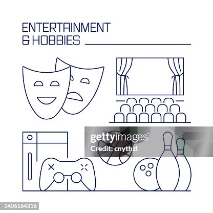 Entertainment and Hobbies Related Design Element. Pattern Design with Outline Icons. Entertainment and Hobbies Related Design Element. Pattern Design with Outline Icons.