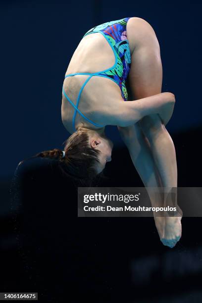 Tina Punzel of Team Germany competes in the Women's 3m Springboard Preliminaries on day six of the Budapest 2022 FINA World Championships at Duna...