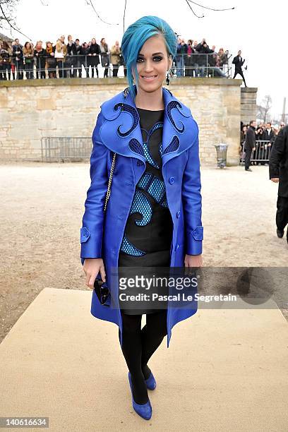 Katy Perry attends the Viktor & Rolf Ready-To-Wear Fall/Winter 2012 show as part of Paris Fashion Week at Espace Ephemere Tuileries on March 3, 2012...
