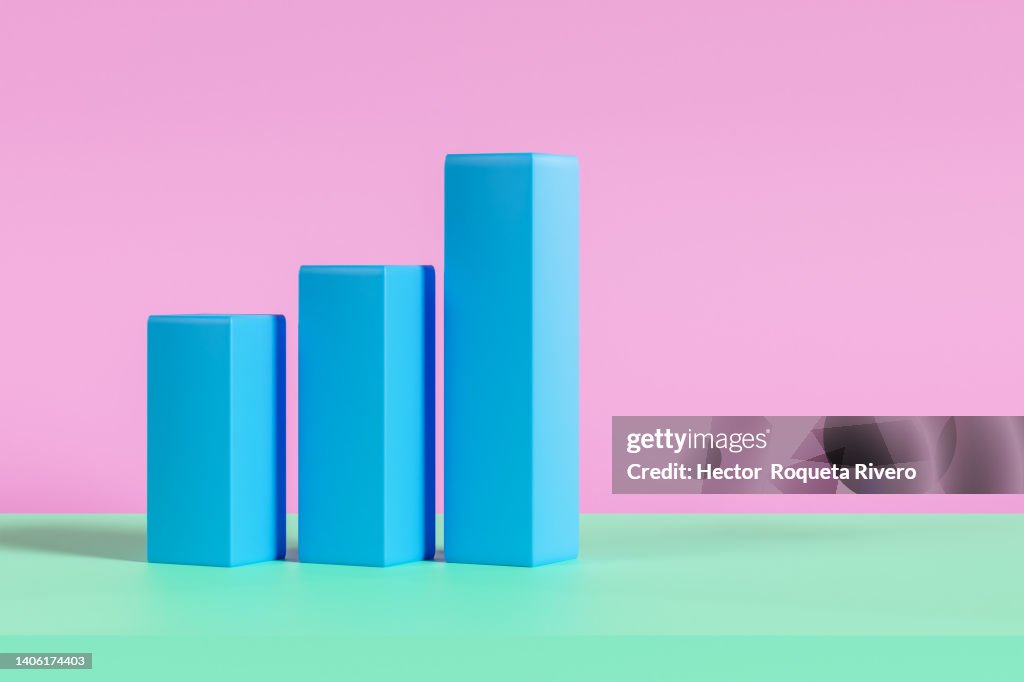 Set of Blue and Grenn Graphs with Pink Background on the whiteboard vector cartoon. Statistics data analysis business, vector.