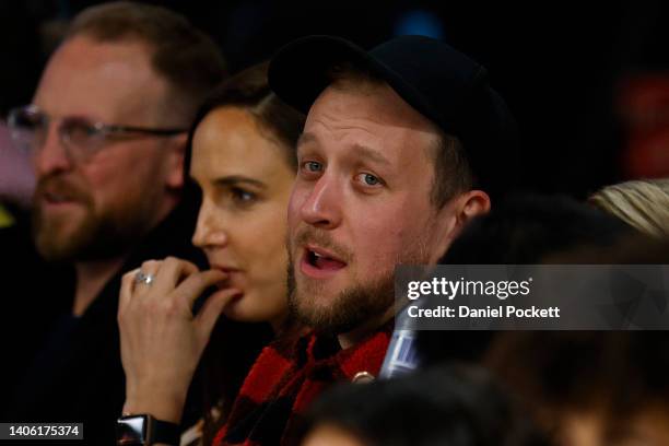 Joe Ingles looks on during the FIBA World Cup Asian Qualifier match between Japan and the Australian Boomers at John Cain Arena on July 01, 2022 in...