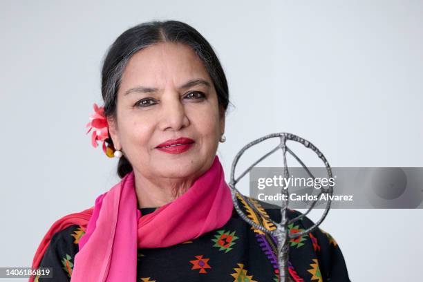 Indian actress Shabana Azmi receives the ImagineIndia award at the Ilunion Suites Hotel on July 01, 2022 in Madrid, Spain.