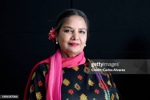 Indian actress Shabana Azmi receives the ImagineIndia award at the Ilunion Suites Hotel on July 01, 2022 in Madrid, Spain.