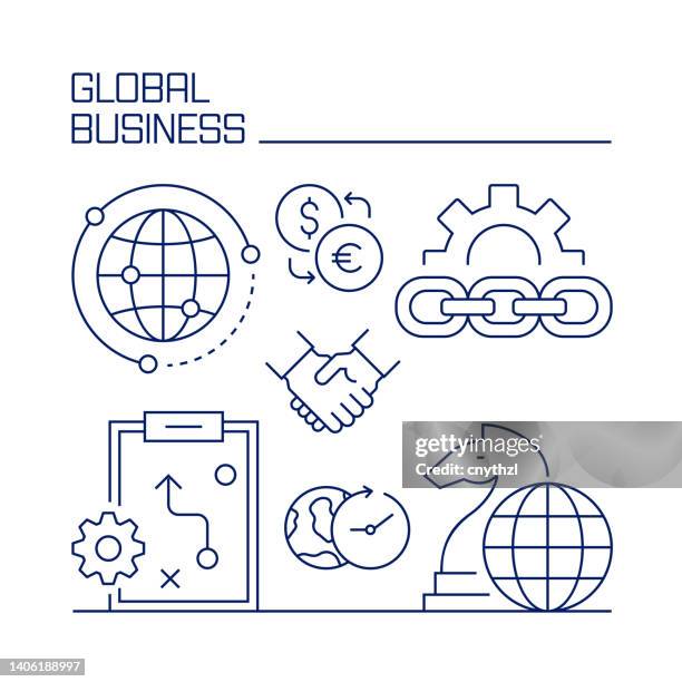 global business related design element. pattern design with outline icons. - corporate headquarters stock illustrations