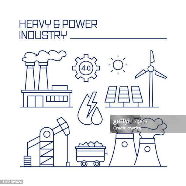 heavy and power industry related design element. pattern design with outline icons. - software platform stock illustrations