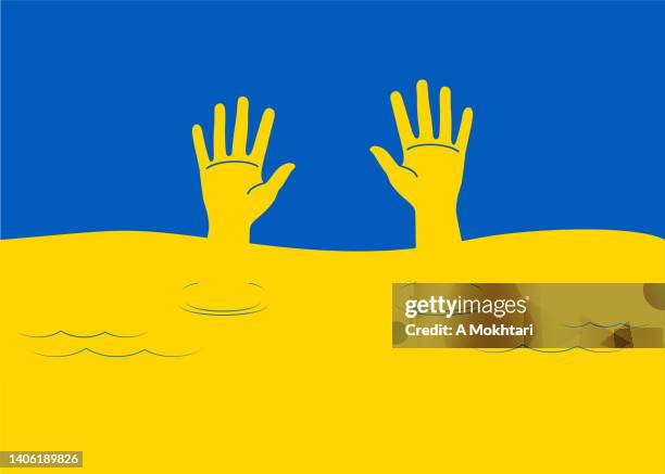 stockillustraties, clipart, cartoons en iconen met ukraine drowns - terrified