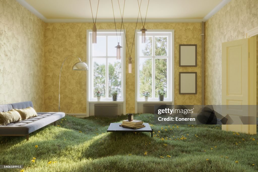 Living room with grass