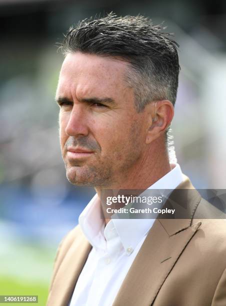 Former England batsman Kevin Pietersen during day one of Fifth LV= Insurance Test Match between England and India at Edgbaston on July 01, 2022 in...