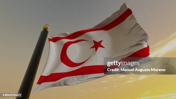 flag of the turkish republic of northern cyprus - zyprische kultur stock-fotos und bilder